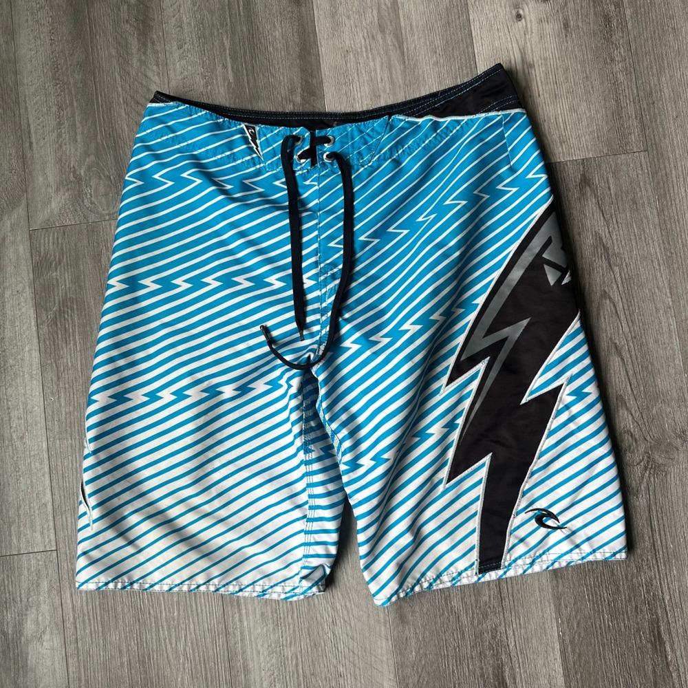 VTG Y2K Rare Rip Curl Mick Fanning Blue Lightning Board Shorts Men's 33